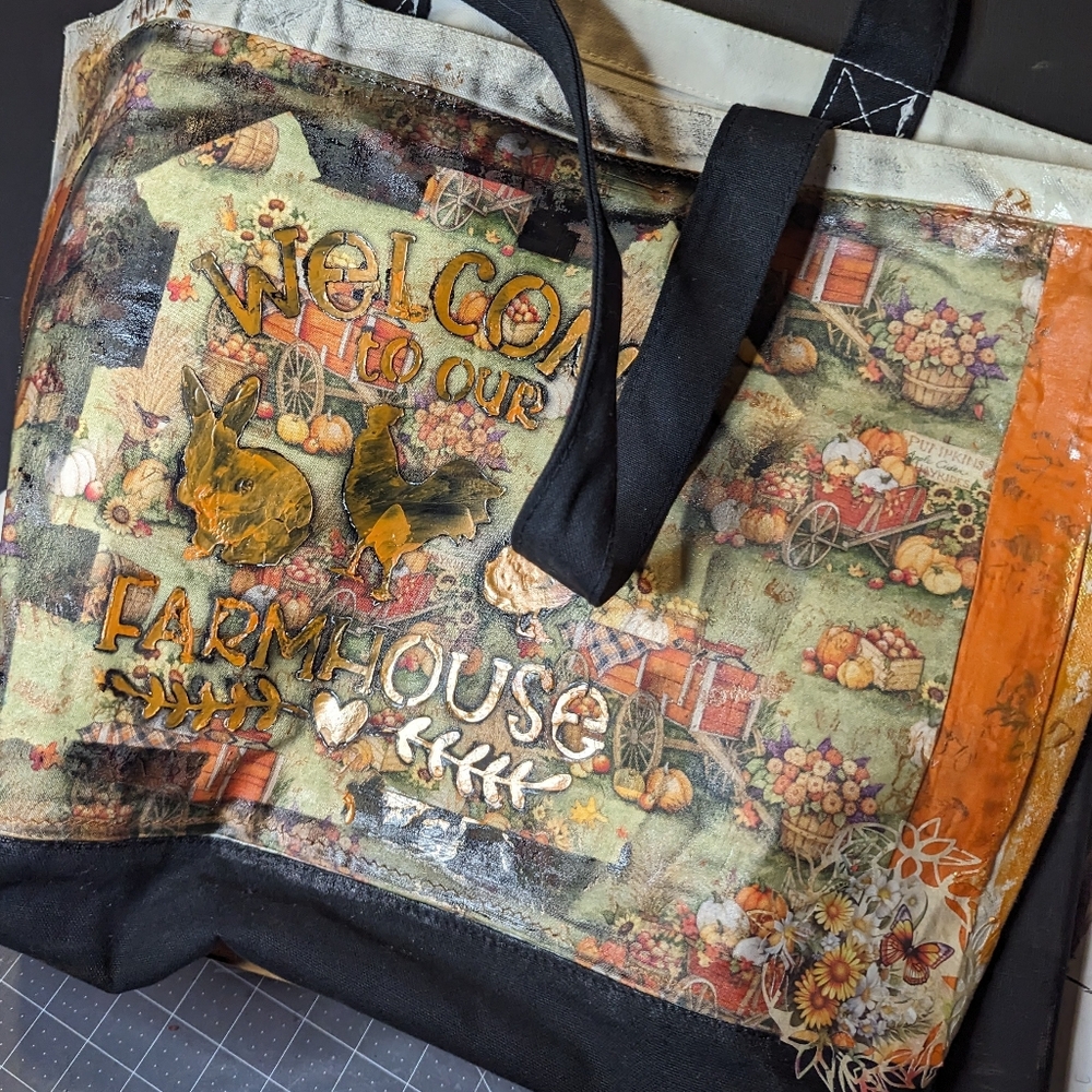 "Hand Painted" Farmhouse Welcome Tote Bag